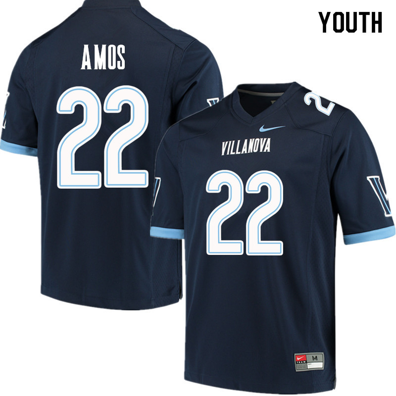 Youth #22 Jaquan Amos Villanova Wildcats College Football Jerseys Sale-Navy - Click Image to Close